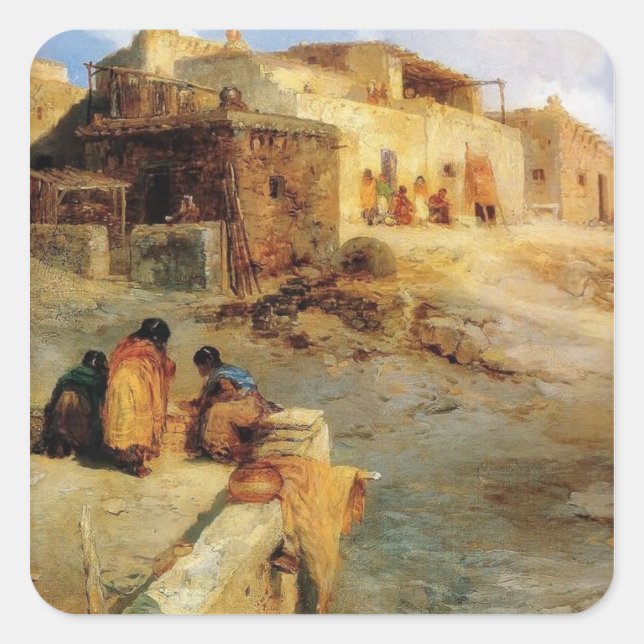 Ein indischer Pueblo Laguna New Mexico - 1906 Quadratischer Aufkleber (Vorderseite)