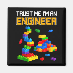 Ein Ingenieur Kinder Steinbaustein Ziegel Gebäude Magnet