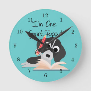 Ein intelligentes Puppy Runde Wanduhr