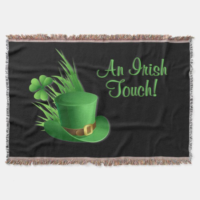 Ein irischer Leprechaun-Touch Kleeblatt Hut im Gra Decke (Vorderseite)