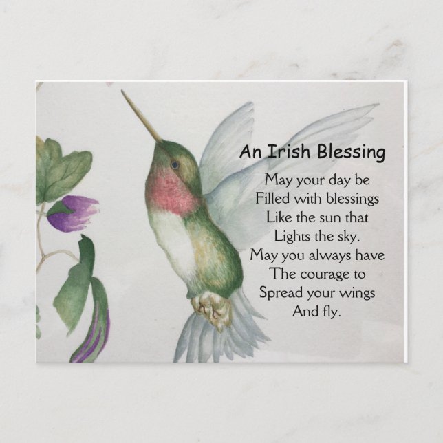 Ein irischer Segen Courage Hummingbird Wings Postkarte (Vorderseite)