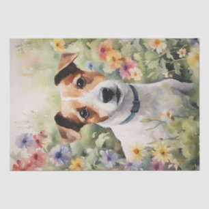 : Ein Jack Russell in Blume Decoupage Seidenpapier