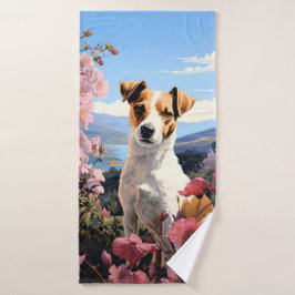 Ein Jack Russell Terriers Blumenhaven Badehandtuch