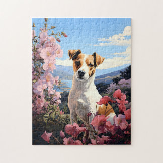 Ein Jack Russell Terriers Blumenhaven Puzzle