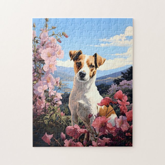 Ein Jack Russell Terriers Blumenhaven Puzzle (Vertikal)