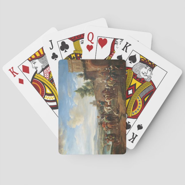 Ein Jagd-Party durch ein Landhaus (Öl auf Spielkarten (Rückseite)