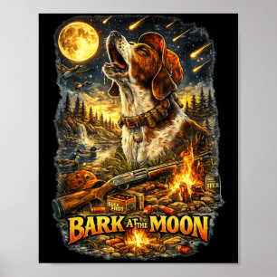 Ein Jagdhund heult zum Mond mit meinem Poster