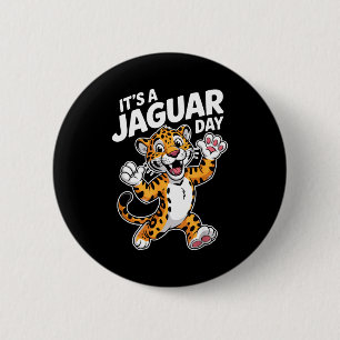 Ein Jaguar-Tag-Cartoon-Tier-Dschungel Button