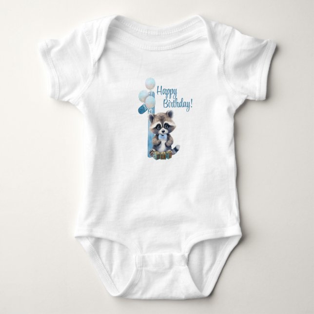 "Ein Jahr alt" - Blue First Birthday Bodysuit Baby Strampler (Vorderseite)