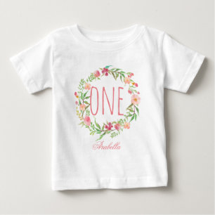 Ein Jahr alt Geburtstag Baby Girl Blumenstrauß-5 T-shirt