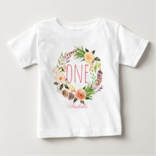 Ein Jahr alt Geburtstag Baby Girl Blumenstrauß-5 T-shirt