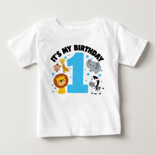 Ein Jahr alt Geburtstag Junge bunt und spielerisch Baby T-shirt