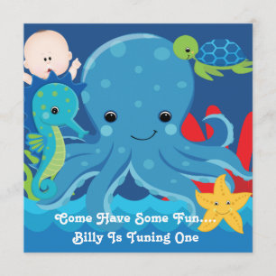 Ein Jahr alt Geburtstagsktopus-Party Einladung