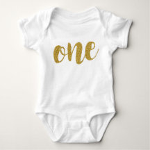 Ein Jahr alt Niedlich Golden Glitzer Baby Bodysuit