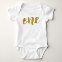 Ein Jahr alt Niedlich Golden Glitzer Baby Bodysuit
