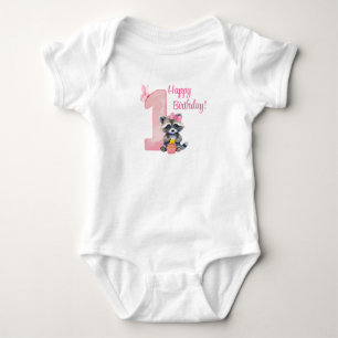 "Ein Jahr alt" - rosa Erstgeburtenkarosserie für B Baby Strampler