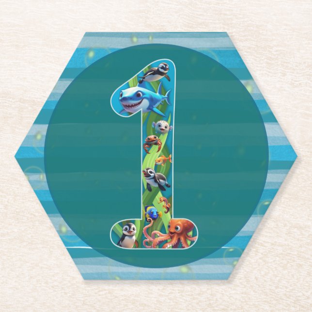 Ein Jahr alt: Untersetzer auf Papier (Vorderseite)