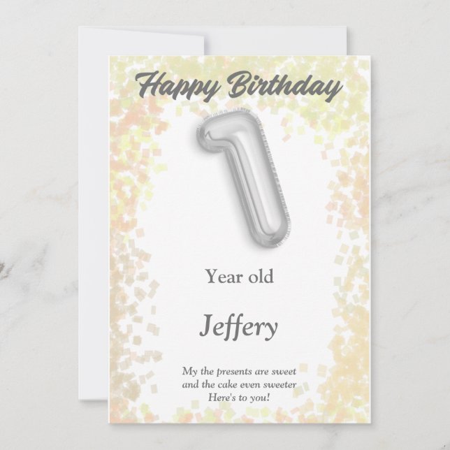 Ein Jahr alte Happy Birthday Card (Vorderseite)
