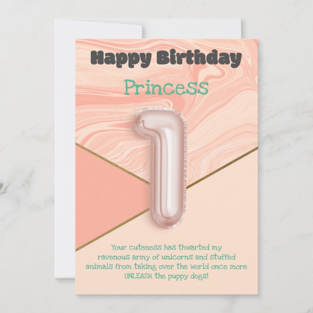 Ein Jahr alte Mädchen Happy Birthday Card (Vorderseite)