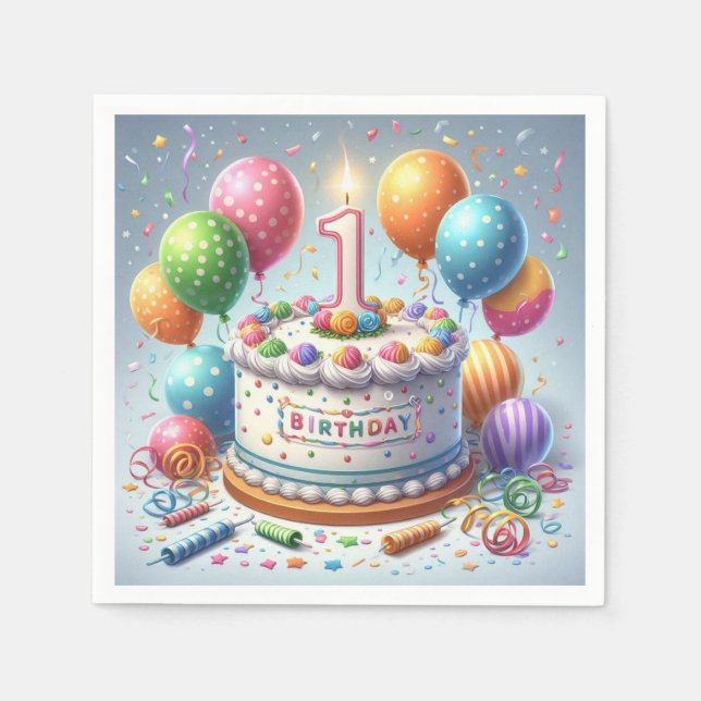 ein Jahr alter Geburtstag Serviette (Vorderseite)