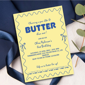 Ein Jahr älter werdende Butter-Geburtstag Einladung