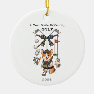Ein Jahr, das durch Golf Weihnachten Urlaub besser Keramik Ornament
