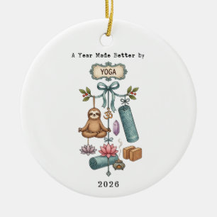Ein Jahr, das durch Yoga besser wurde Weihnachten Keramik Ornament