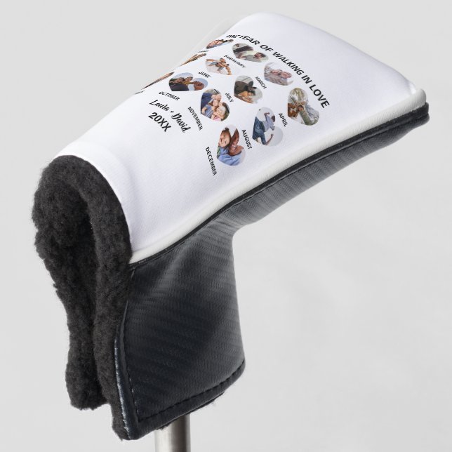 Ein Jahr des Wanderns in Liebe 12 Herz Foto-Collag Golf Headcover (3/4 Vorderseite)