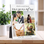 Ein Jahr Foto Collage Hochzeit Jahrestag Fotoplatte<br><div class="desc">Erstellen Sie Ihre eigene erste Hochzeitstag Geschenk Foto-Display-Plakette. Einfach zu personalisieren,  indem Sie vier Ihrer Lieblingsbilder zu dieser Collage Vorlage hinzufügen.</div>