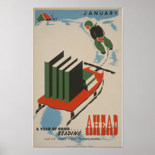 Ein Jahr guten Lesens voraus Vintage WPA Poster