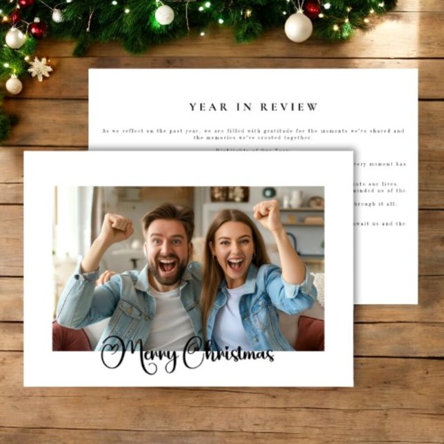 Ein Jahr im Überblick über die Weihnachten des mod (a year in review  minimal simple one photo christmas holiday card )