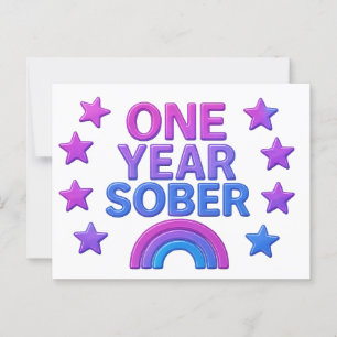 Ein Jahr nüchterner Geburtstag OM NA Postkarte