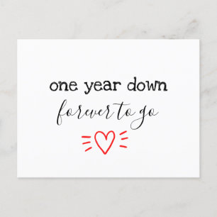 Ein Jahr später. Für immer zum 1. Jubiläumsgeschen Einladungspostkarte