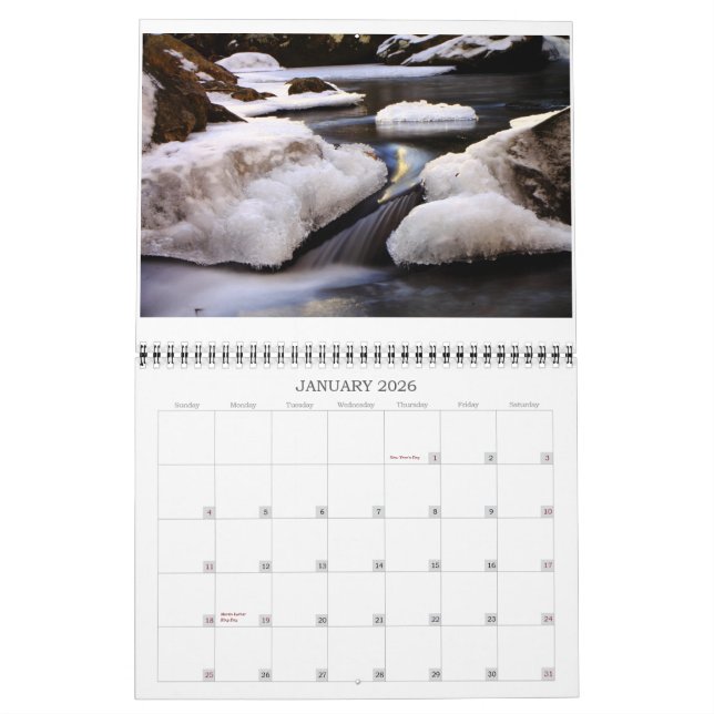 Ein Jahr von Bildern vom North Carolina Kalender (Jan 2026)