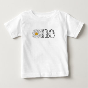 Ein Jahr Weiße Gänseblümchen-Blumen Baby T-shirt