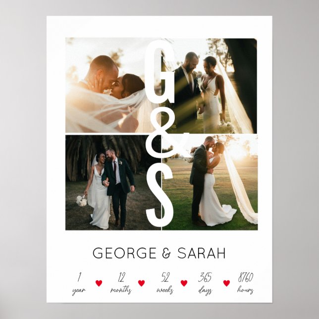 Ein Jahr zusammen Hochzeitstag 4 Foto Post Poster (Vorne)