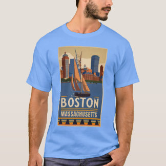 Ein Jahrgang Reisen Kunst in Boston Massachusetts T-Shirt