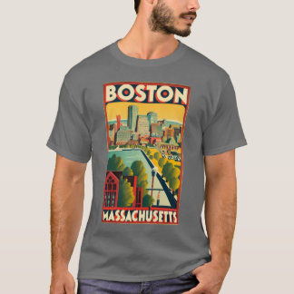 Ein Jahrgang Reisen Kunst in Boston Massachusetts T-Shirt