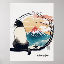 "Ein japanischer Traum" Katze und Fuji Poster