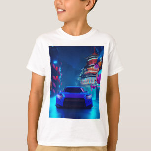 Ein japanisches Auto - eine japanische Stadt - auf T-Shirt