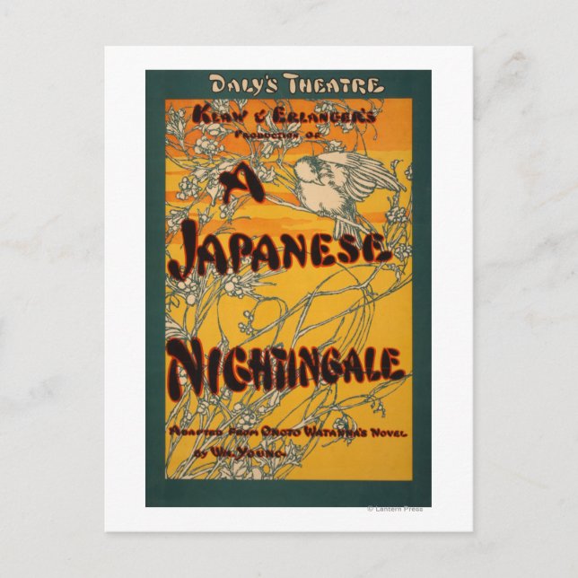 Ein japanisches Nachtigall-Theaterposter Postkarte (Vorderseite)