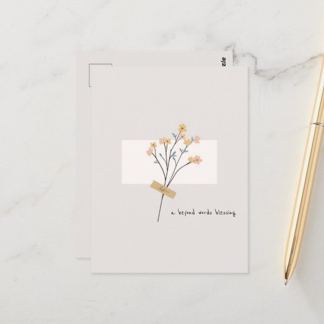 Ein jenseits aller Worte, die Blume auf eine minim Postkarte (Vorderseite/Rückseite Beispiel)