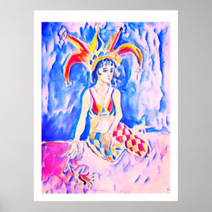 Ein Jester mit Blume Poster