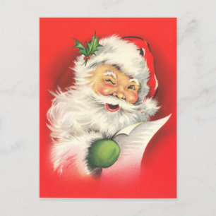 Ein Jolly Winking Santa liest seine Liste Postkarte