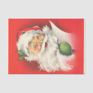Ein Jolly Winking Santa liest seine Liste Seidenpapier