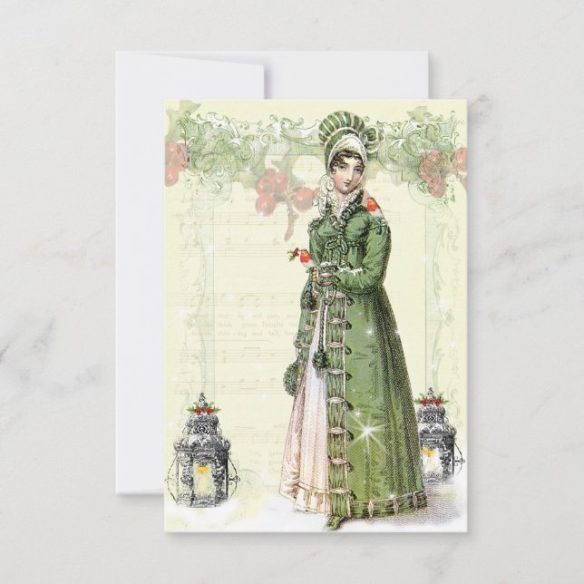 Ein Joyous Weihnachten Jane Austen Inspirierte UAW RSVP Karte (Vorderseite)