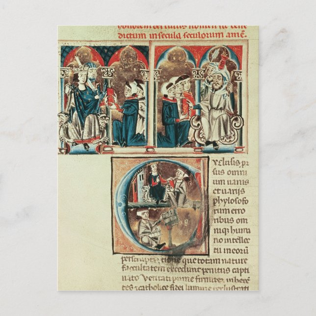 Ein jüdischer Gelehrter präsentiert Postkarte (Vorderseite)