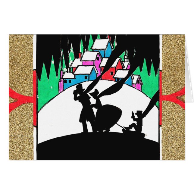 Ein Junge auf einem Schlitten ziehen (Vorderseite (Horizontal))