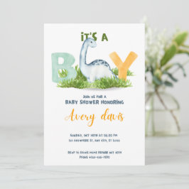 ein Junge, Baby Dusche Einladung, niedlicher Dinos Feiertagskarte