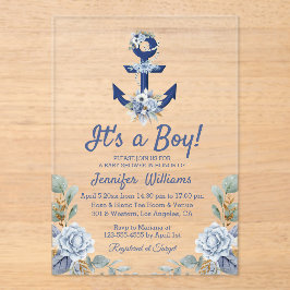 ein Junge, blaue Nautikbrasse mit Blumenmassagedus Acryleinladungen